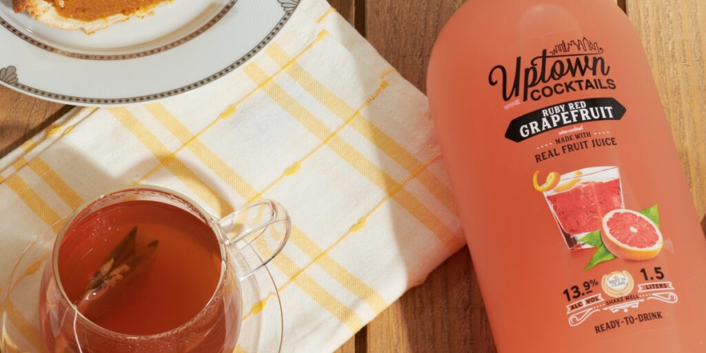 Thanksgiving cocktail made with Uptown Cocktails Ruby Red Grapefruit